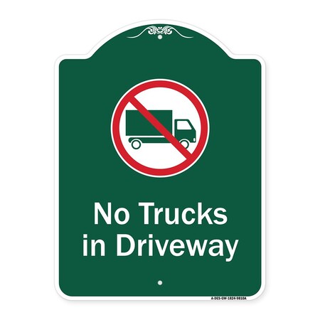 No Trucks In Driveway With Graphic Heavy-Gauge Aluminum Architectural Sign